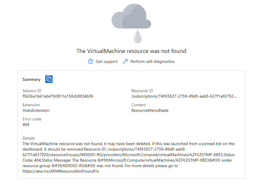 Portail Azure — machine virtuelle temporaire supprimée automatiquement par Nerdio après le déploiement