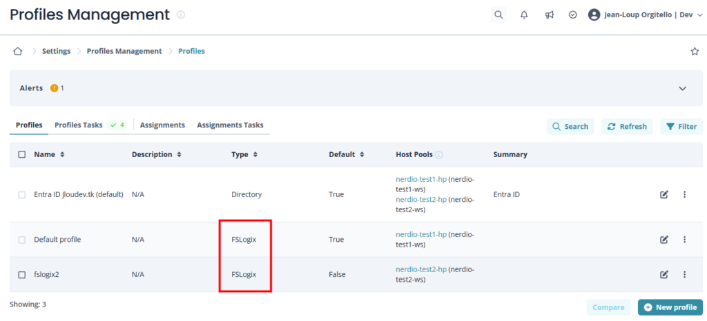 Nerdio Manager — liste des FSLogix Shares avec plusieurs storage accounts déclarés (dont Azure NetApp Files)