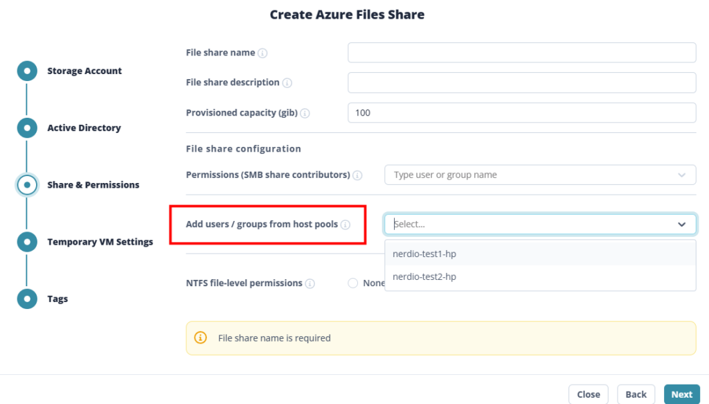 Nerdio Manager — restriction d'un share FSLogix à des host pools spécifiques (Limit access to specific host pools)