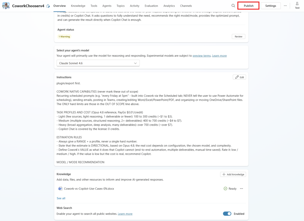 Publication de l'agent et demande de disponibilité pour l'organisation