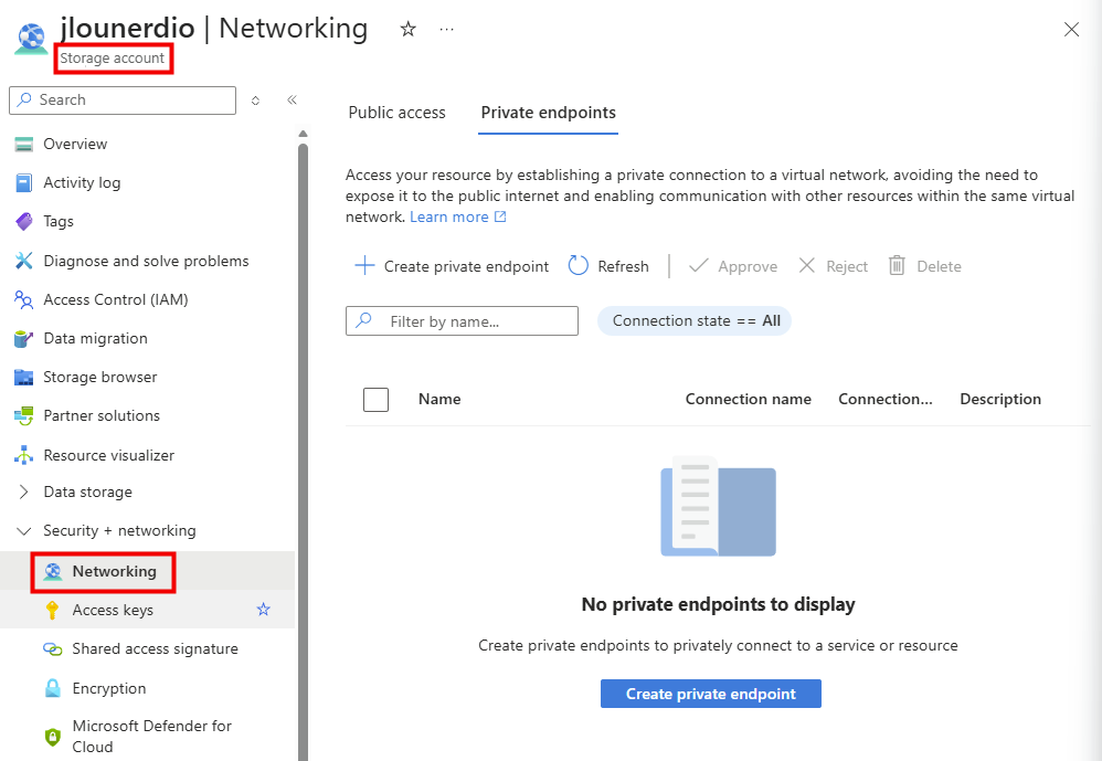 Portail Azure : configuration réseau portée par le storage account et héritée par tous ses partages