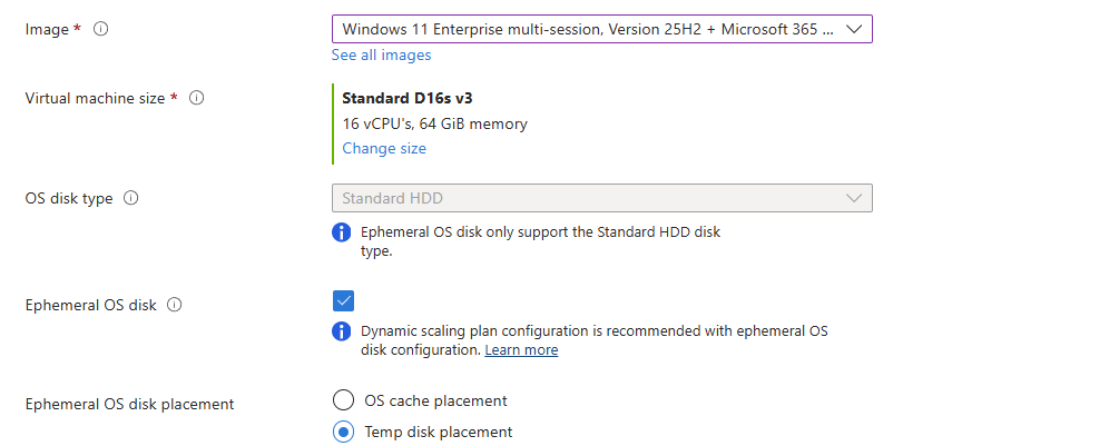 Schéma d'un disque OS éphémère stocké sur le stockage local de la machine virtuelle Azure