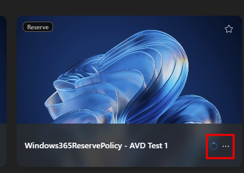 Statut de provisioning en cours du Cloud PC Reserve côté Windows App utilisateur