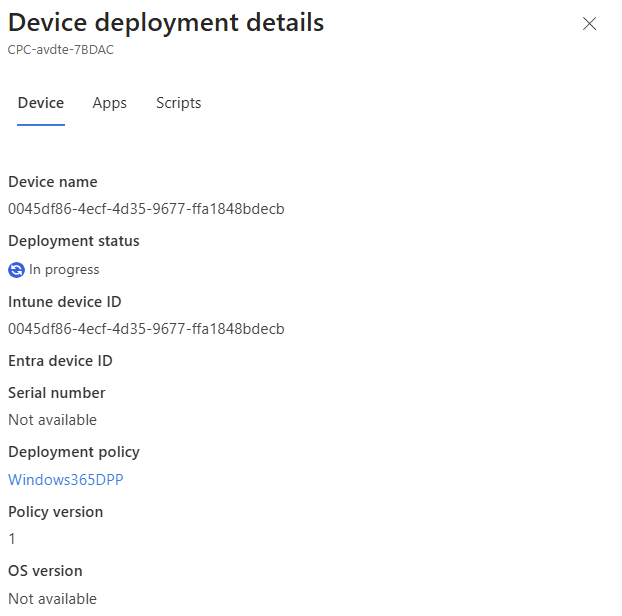 Détail des étapes de préparation d'un Cloud PC Reserve dans Intune