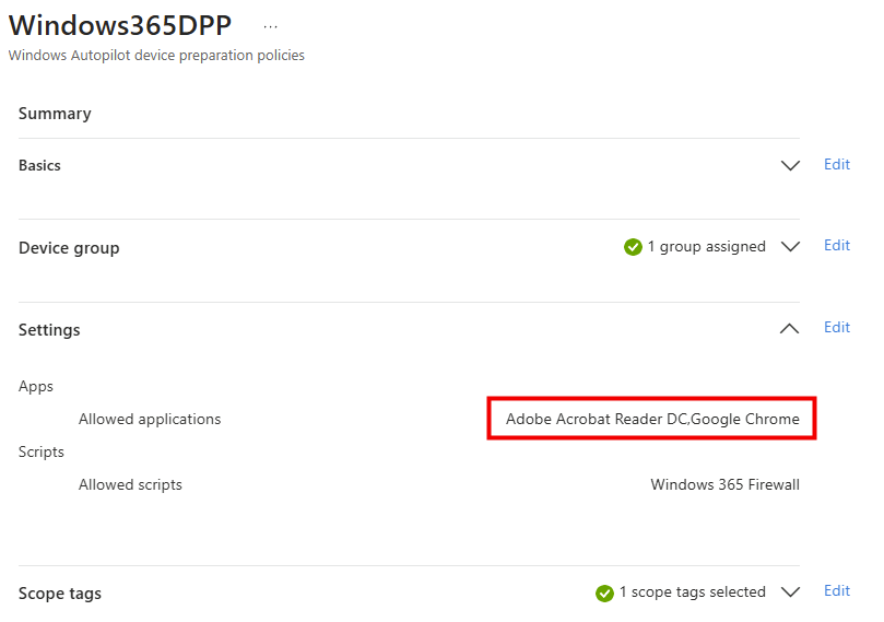 Configuration d'une Device Preparation Policy (Autopilot DPP) sur la provisioning policy Reserve