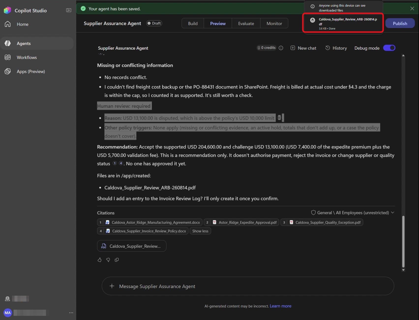 Étape 27 du lab ILL224 : ouvrir le PDF (Microsoft Edge)