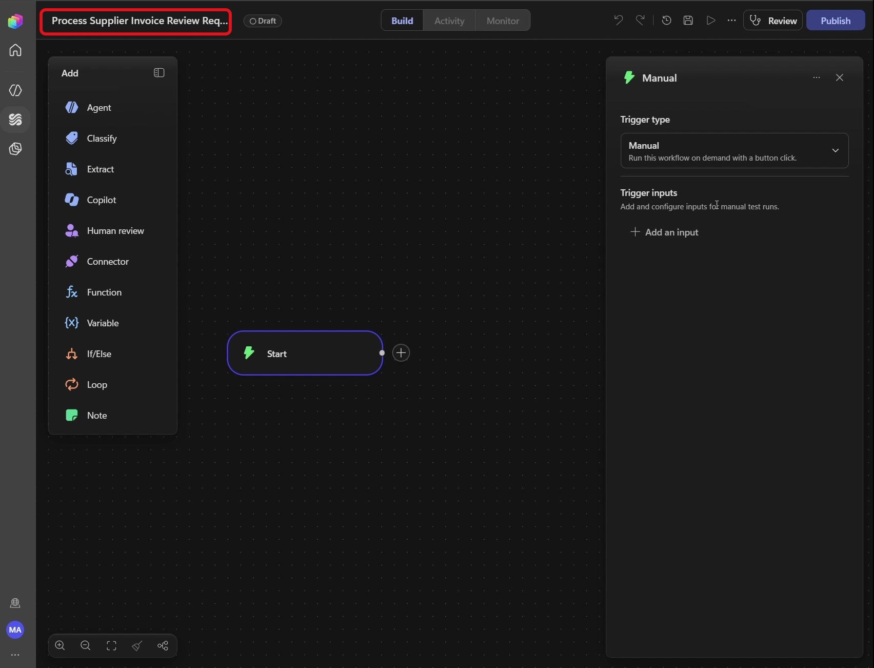 Étape 58 du lab ILL224 : renommer le workflow (Copilot Studio)